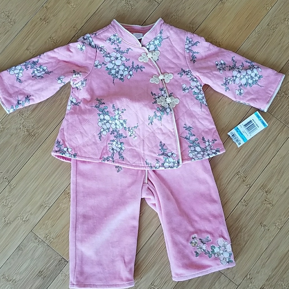 Pink floral pants and jacket set